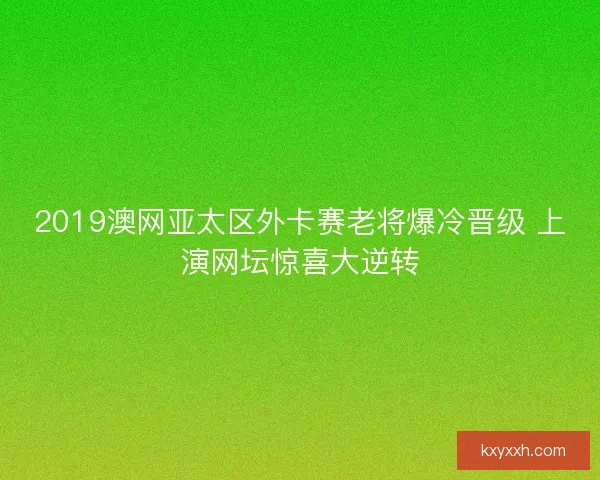 2019澳网亚太区外卡赛老将爆冷晋级 上演网坛惊喜大逆转